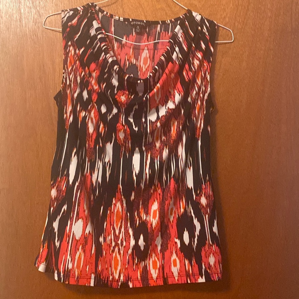 George Sleeveless Top - Red and Black Pattern